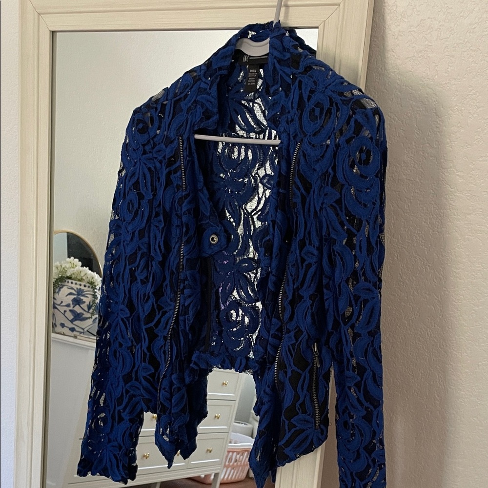 INC International Concepts Navy Lace Top